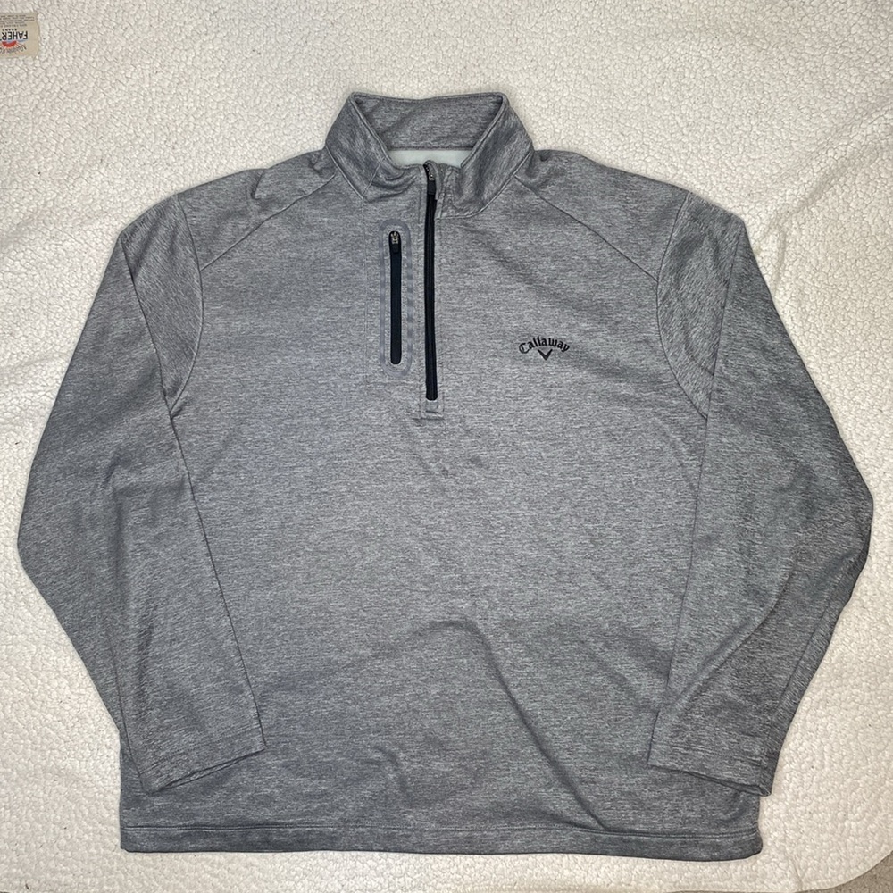 Callaway Men’s Gray Fleece 1/4 Zip Golf Pullover: Size Extra Large